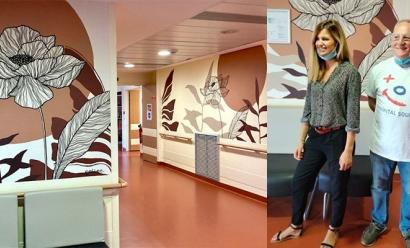 Christian Galy, Trésorier adjoint Hôpital Sourire, en présence de l’artiste Audrey Chiono